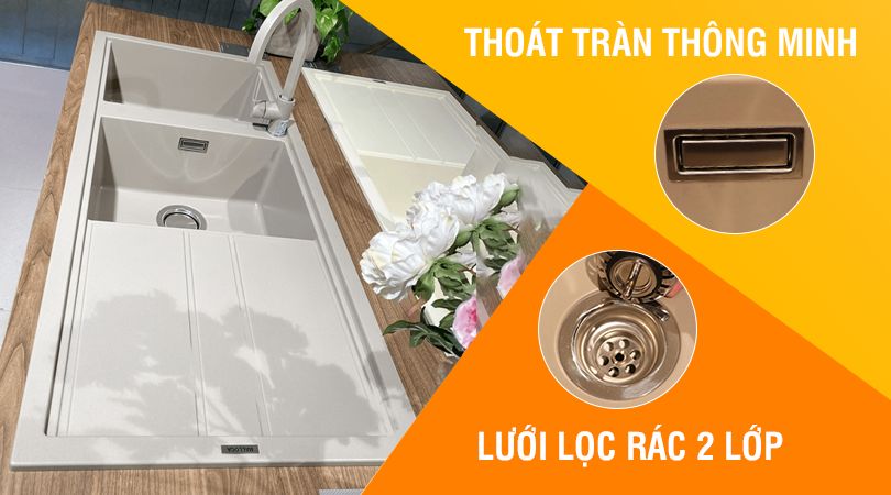 Chậu rửa chén Malloca TORTORA K-50043 - Rổ lọc rác 2 lớp tiện lợi